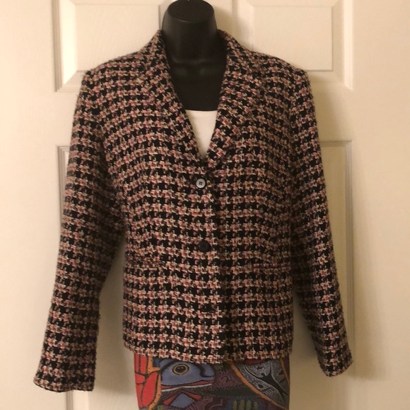 011. JM Collection Black Pink Grey Tweed Jacket - Picture 1 of 4